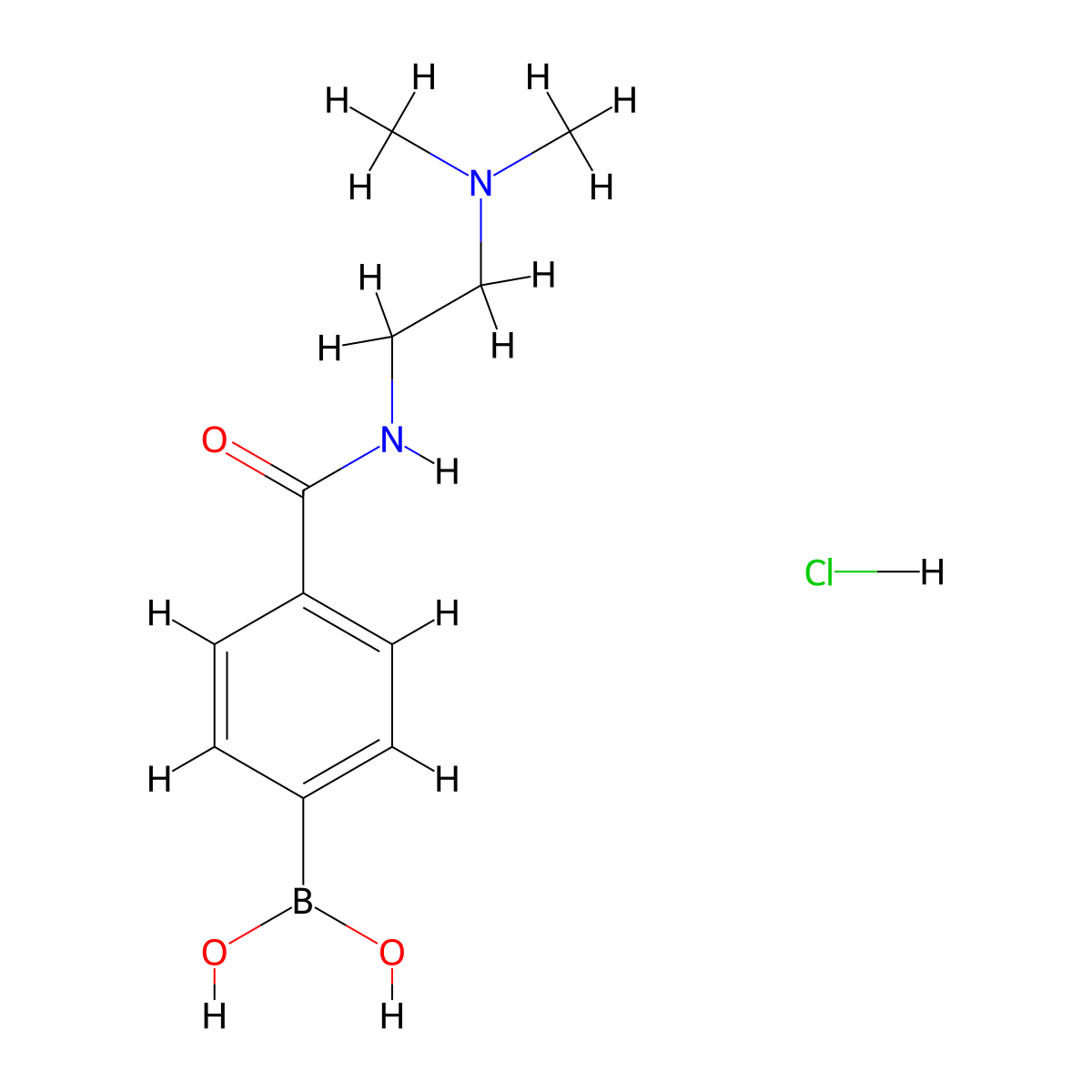 (4-((2-(Dimethylamino)ethyl)carbamoyl)phenyl)boronic acid hydrochloride molecular structure, CAS 850568-22-8