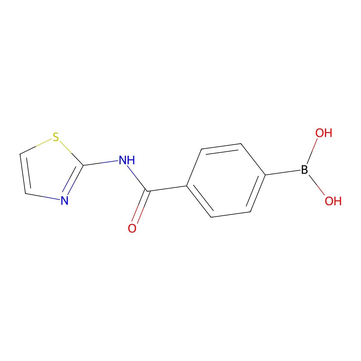 B-(4-((2-Thiazolylamino)carbonyl)phenyl)boronic acid molecular structure, CAS 850568-26-2