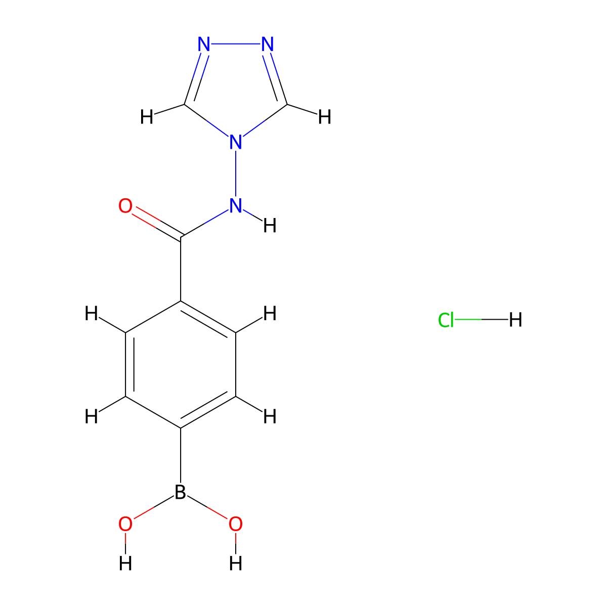 (4-((4H-1,2,4-Triazol-4-yl)carbamoyl)phenyl)boronic acid hydrochloride molecular structure, CAS 850568-29-5