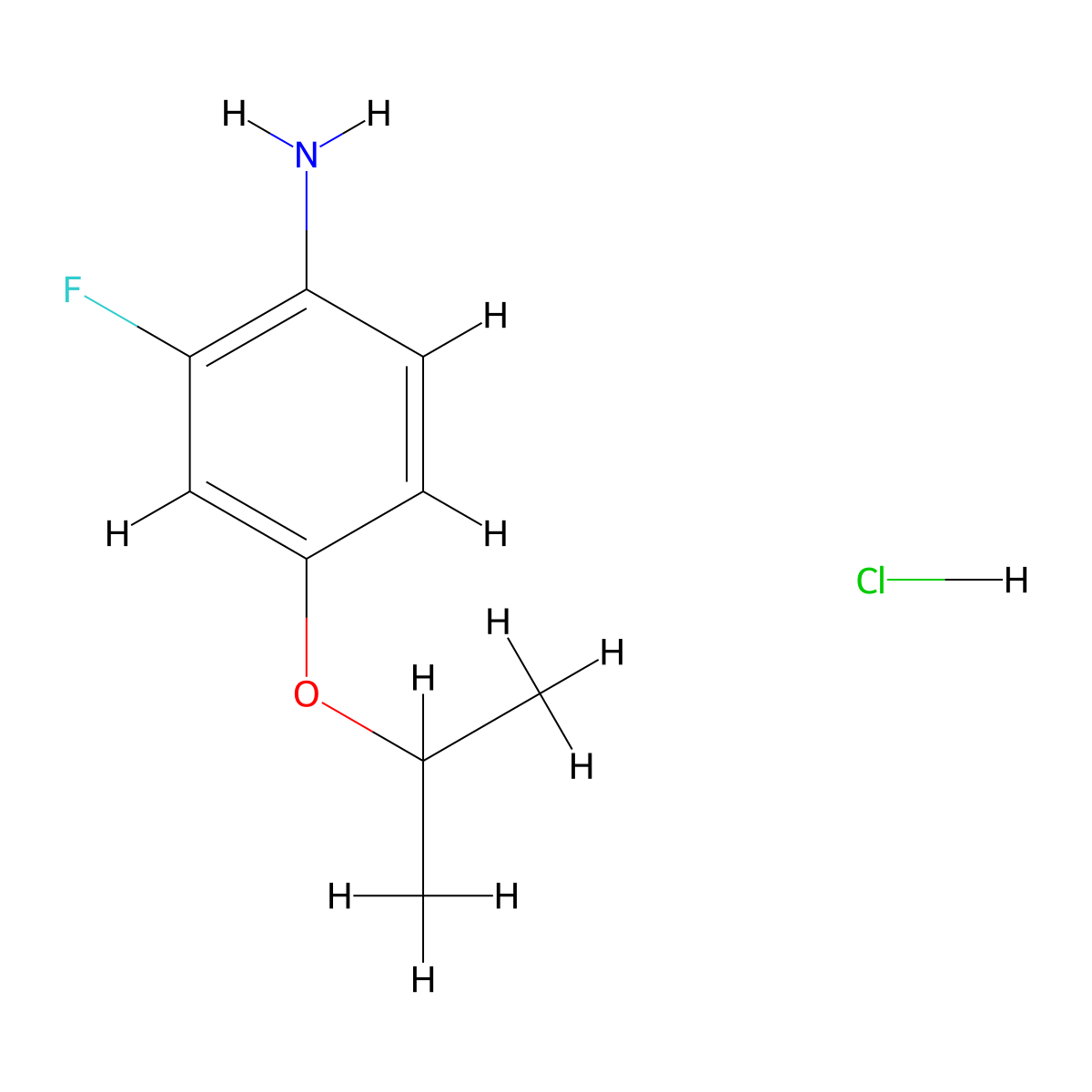 2-Fluoro-4-isopropoxyaniline hydrochloride molecular structure, CAS 850568-35-3
