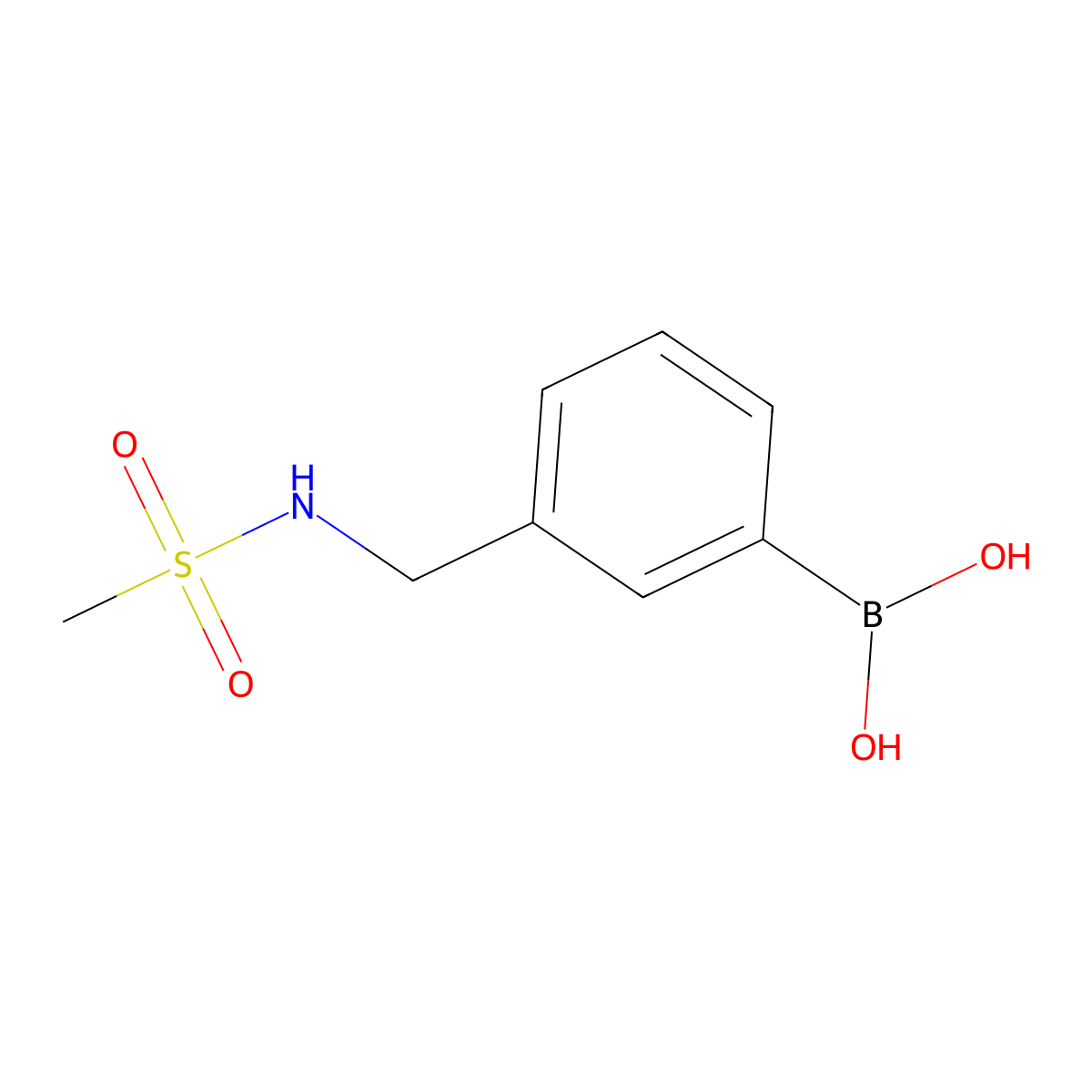 B-(3-(((Methylsulfonyl)amino)methyl)phenyl)boronic acid molecular structure, CAS 850568-39-7