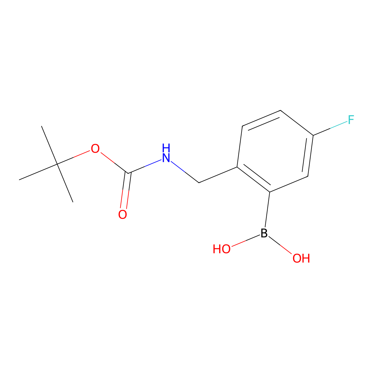 (2-(((tert-Butoxycarbonyl)amino)methyl)-5-fluorophenyl)boronic acid molecular structure, CAS 850568-43-3