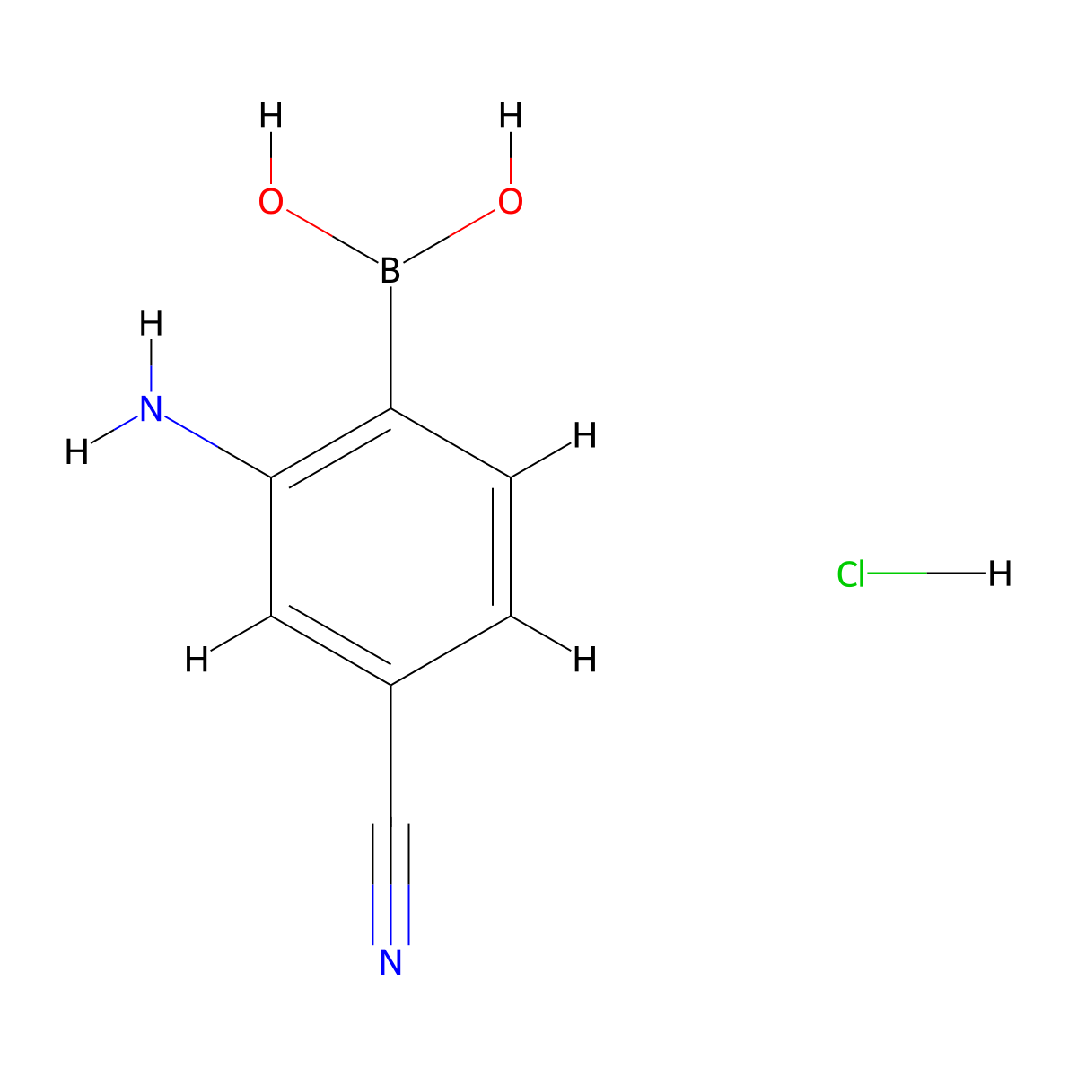 2-Amino-4-cyanobenzeneboronic acid hydrochloride molecular structure, CAS 850568-47-7
