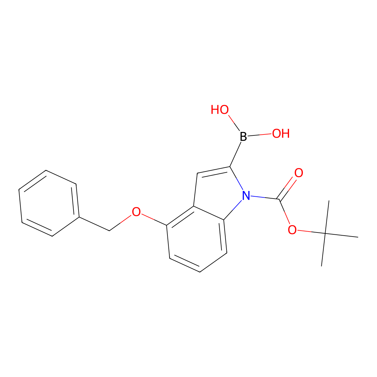 1-(1,1-Dimethylethyl) 2-borono-4-(phenylmethoxy)-1H-indole-1-carboxylate molecular structure, CAS 850568-52-4