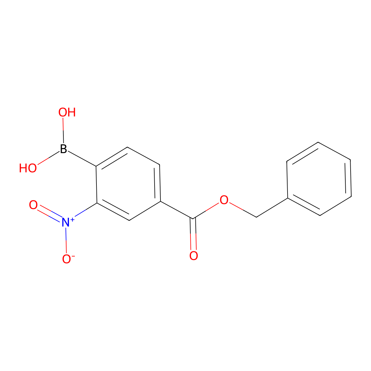 (4-((Benzyloxy)carbonyl)-2-nitrophenyl)boronic acid molecular structure, CAS 850568-58-0
