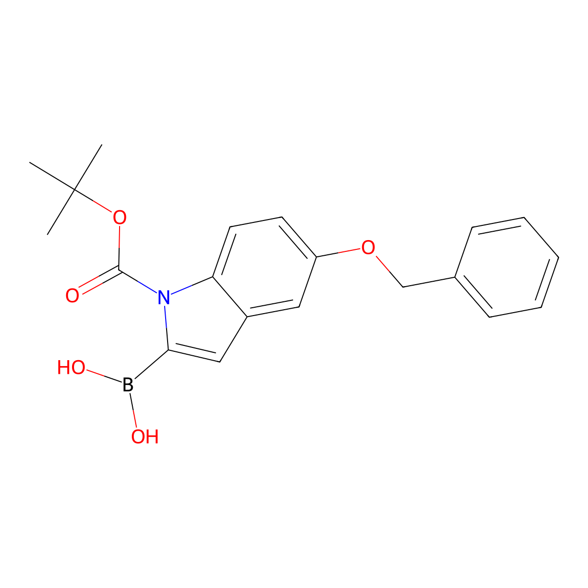 5-Benzyloxy-1H-indole-2-boronic acid, N-BOC protected molecular structure, CAS 850568-62-6