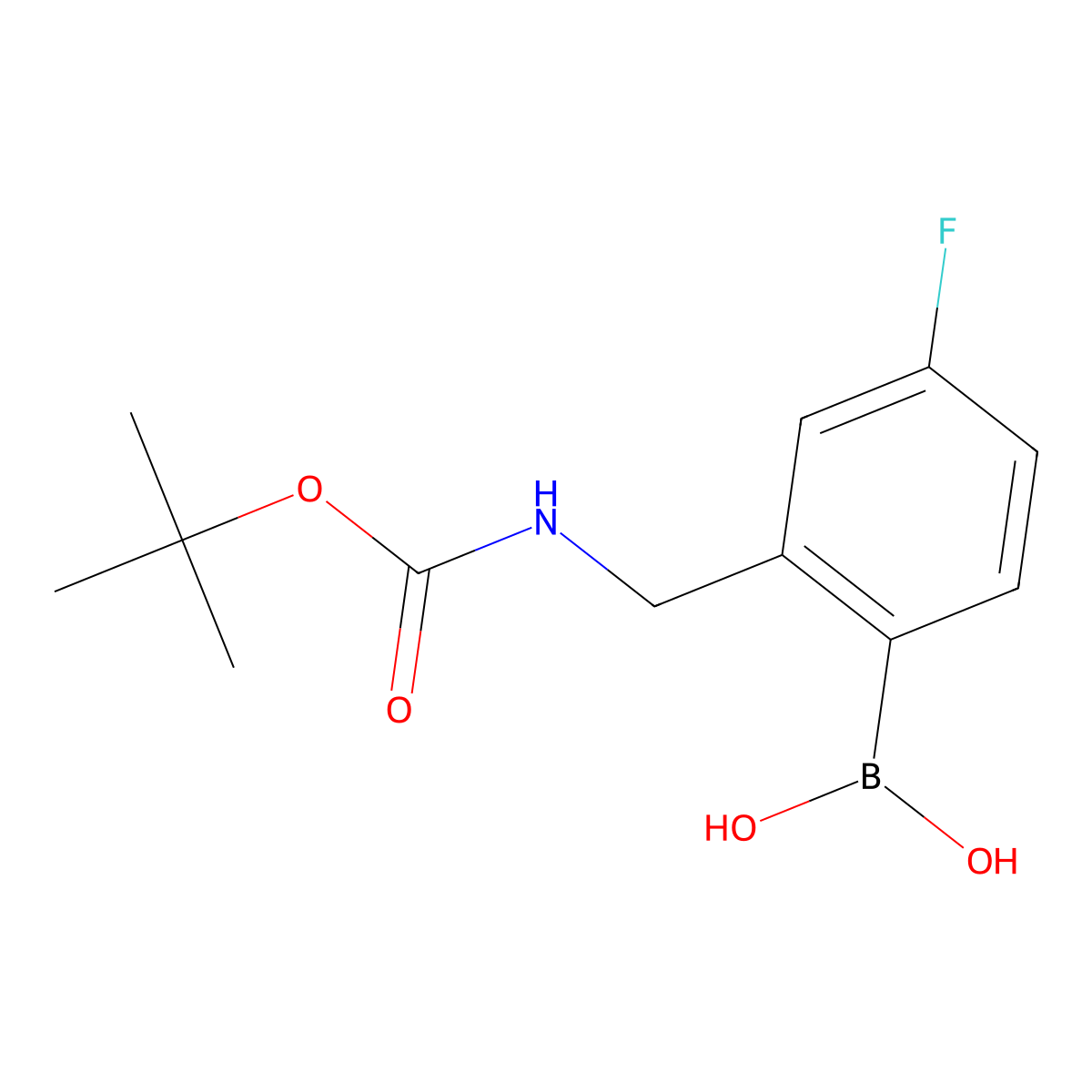 2-(Aminomethyl)-4-fluorobenzeneboronic acid, N-BOC protected molecular structure, CAS 850568-64-8