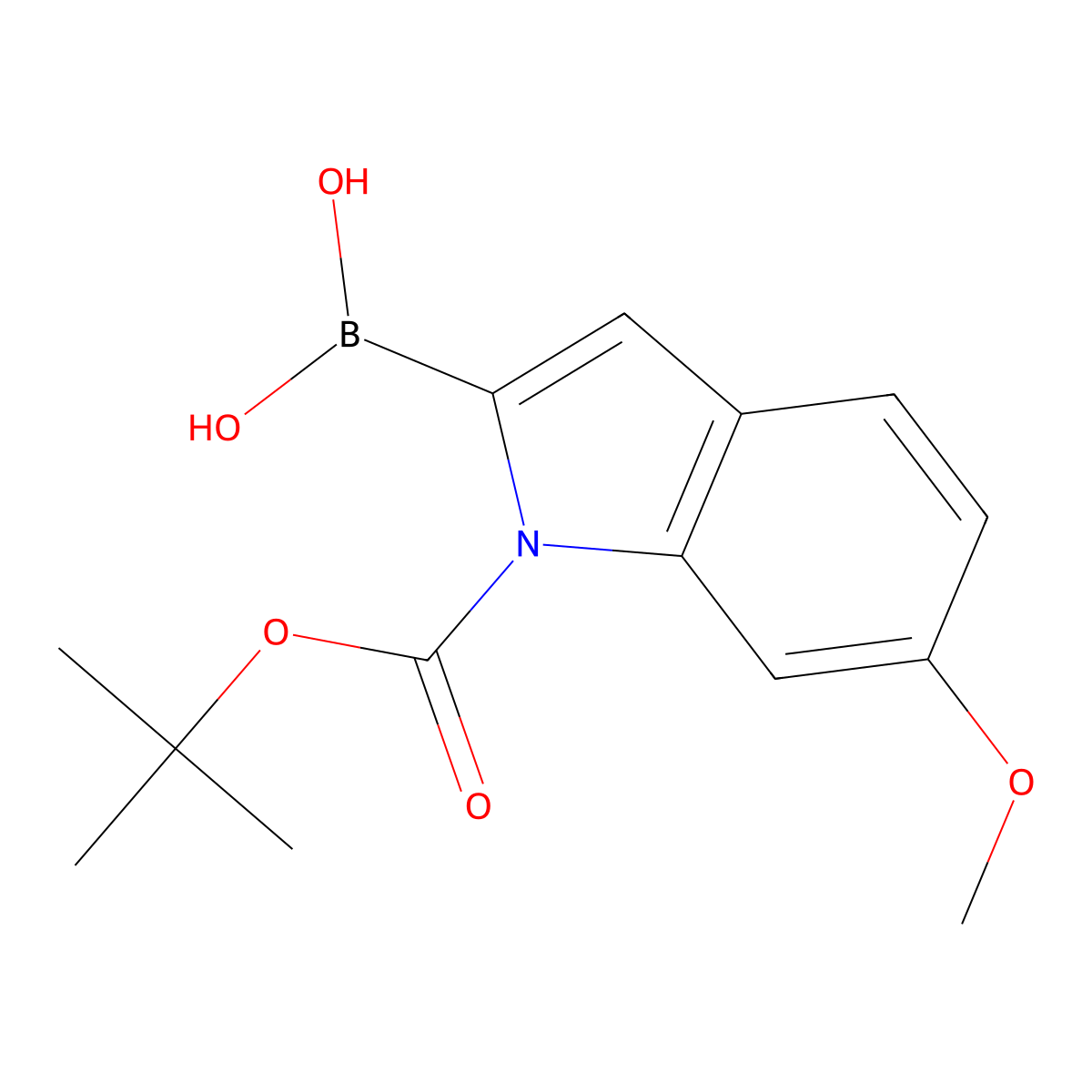 6-Methoxy-1H-indole-2-boronic acid, N-BOC protected molecular structure, CAS 850568-65-9