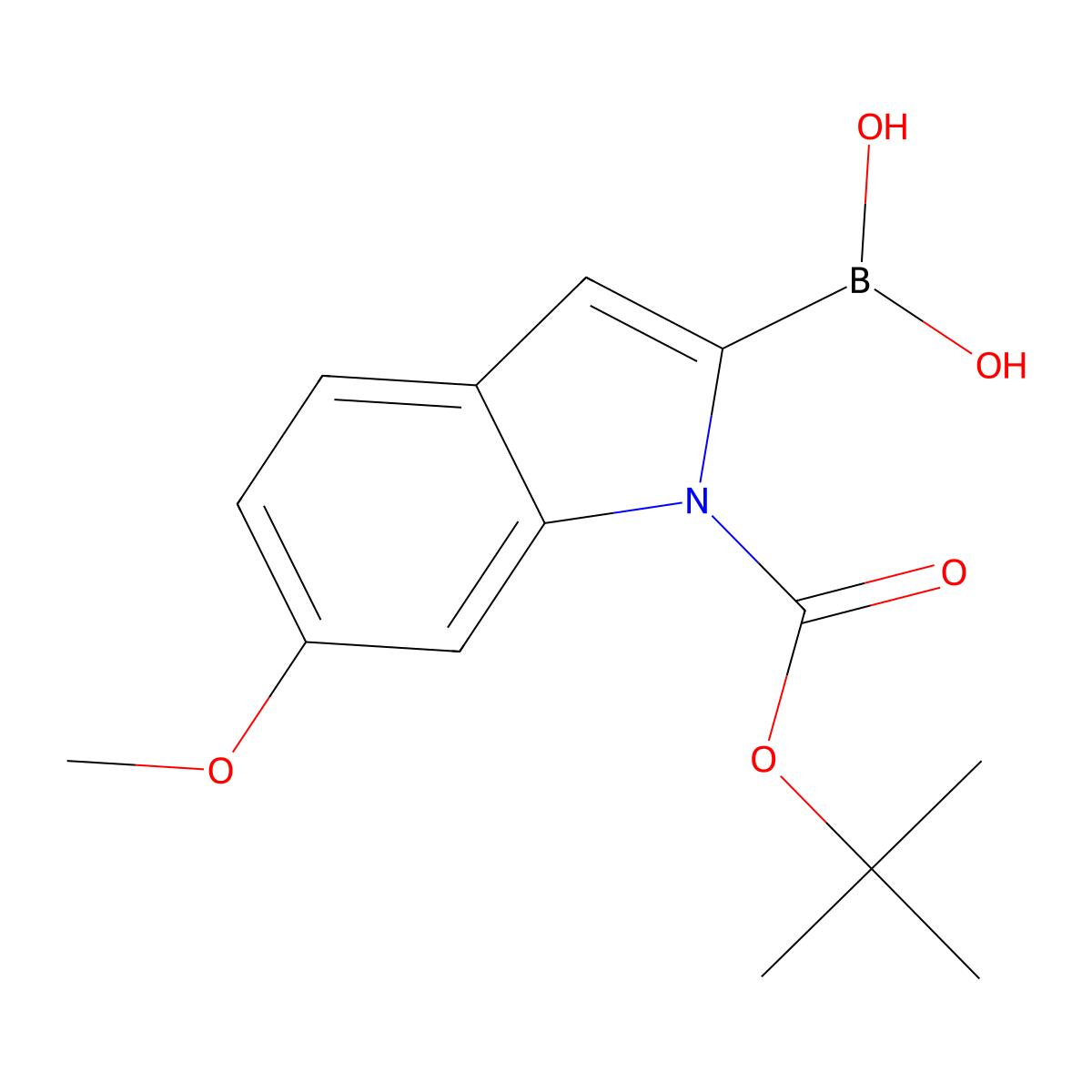 6-Methoxy-1H-indole-2-boronic acid, N-BOC protected molecular structure, CAS 850568-65-9