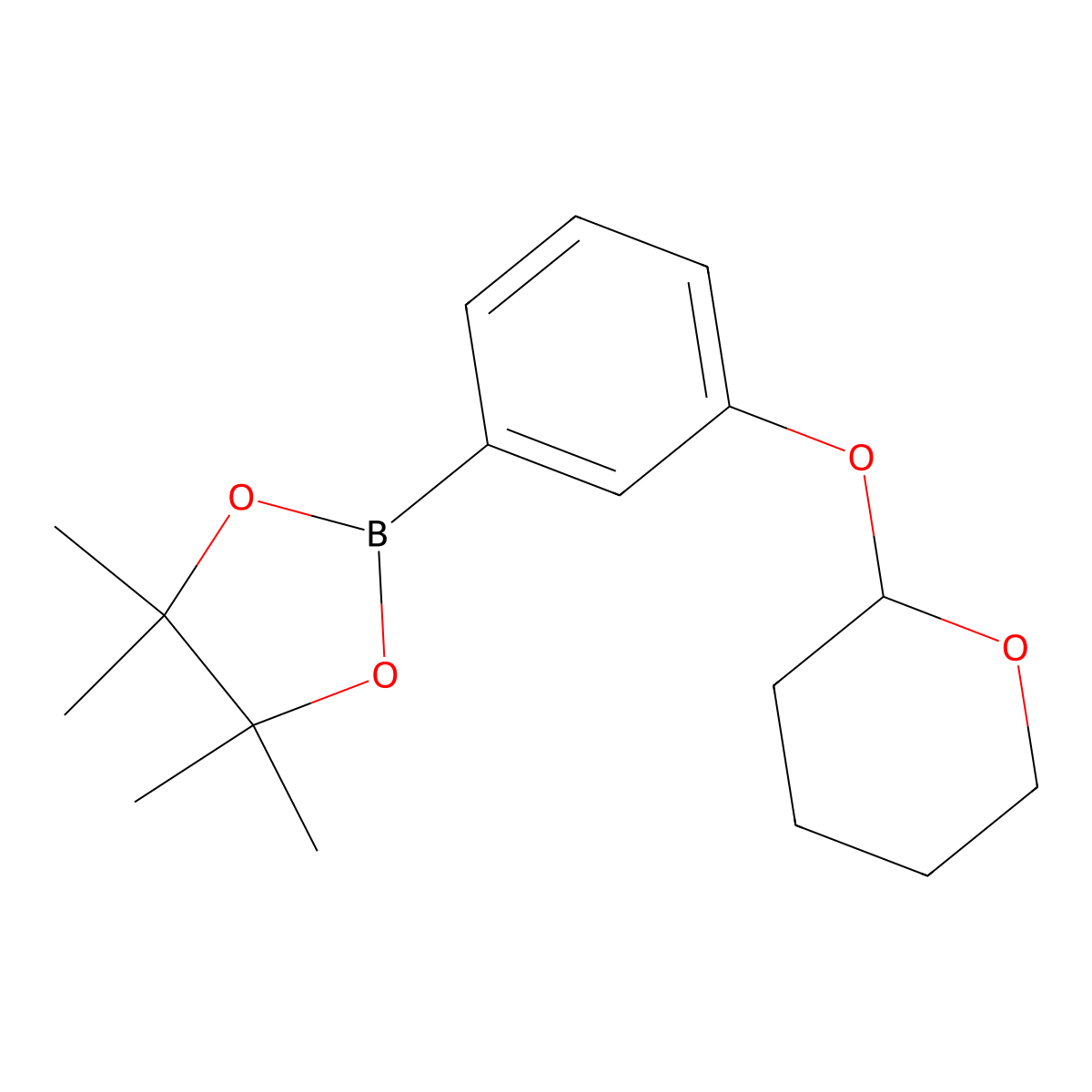 4,4,5,5-tetramethyl-2-(3-((tetrahydro-2H-pyran-2-yl)oxy)phenyl)-1,3,2-dioxaborolane molecular structure, CAS 850568-69-3