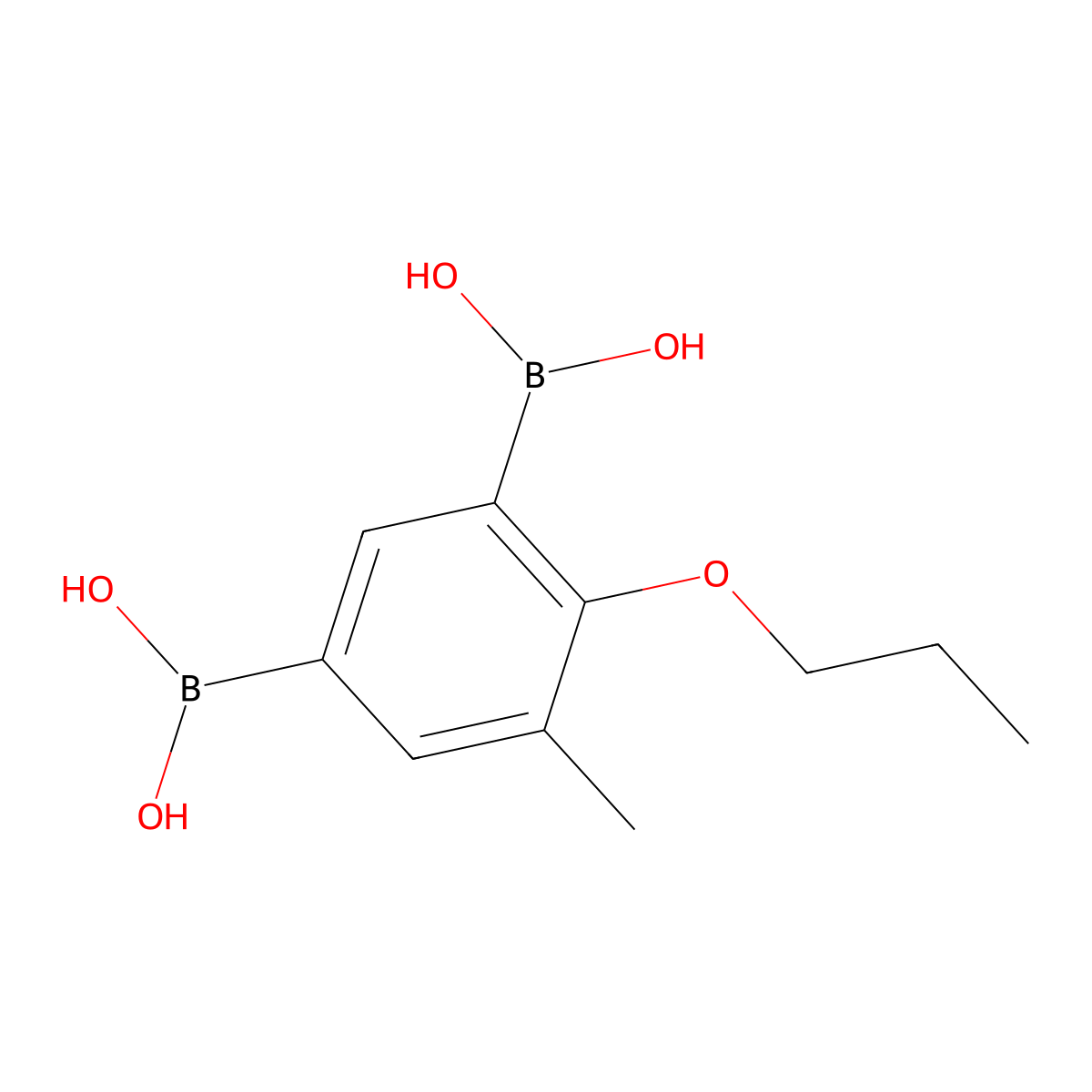 (5-Methyl-4-propoxy-1,3-phenylene)diboronic acid molecular structure, CAS 850568-70-6