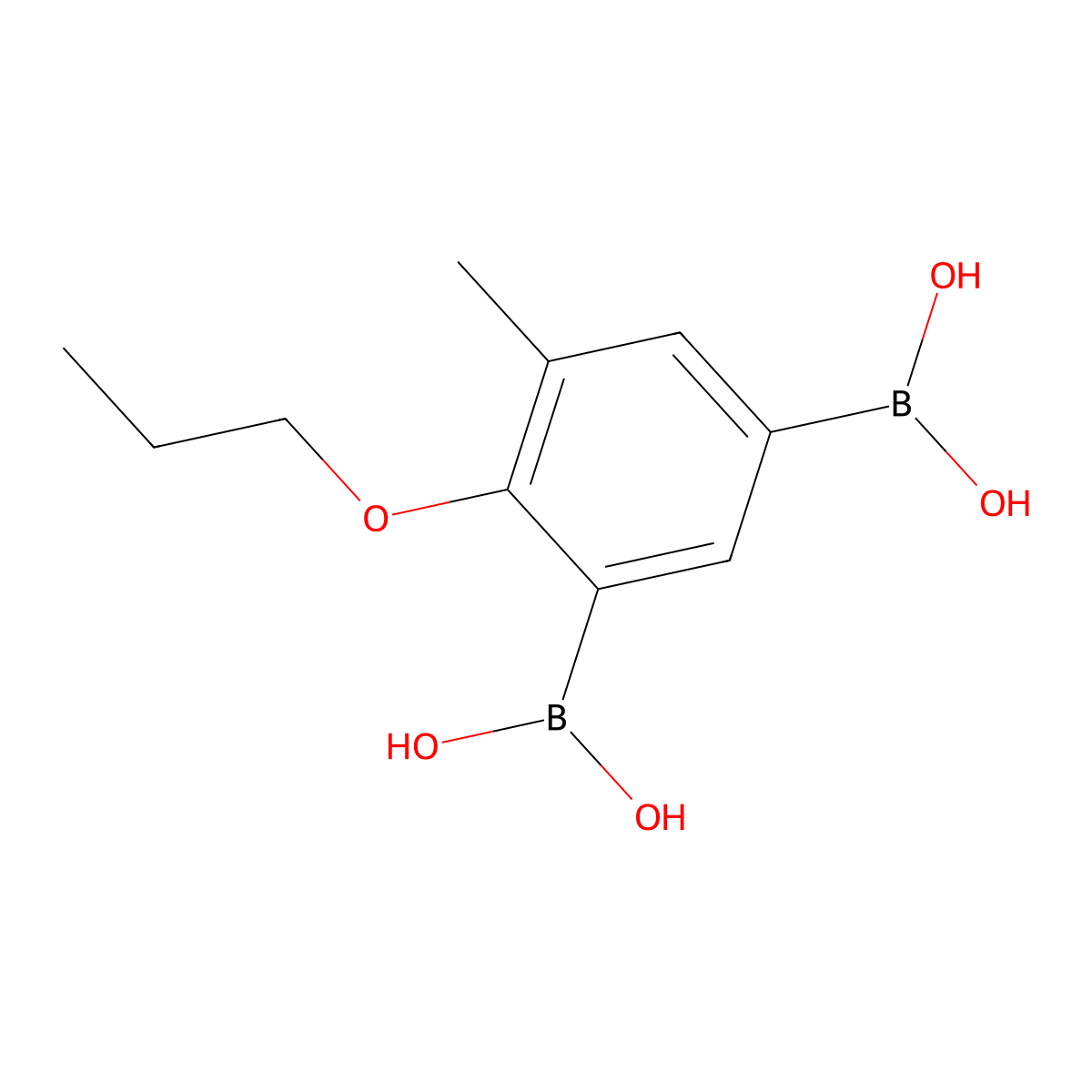 (5-Methyl-4-propoxy-1,3-phenylene)diboronic acid molecular structure, CAS 850568-70-6