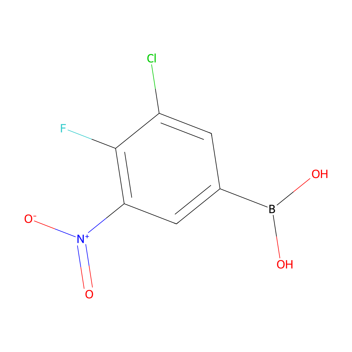 (3-Chloro-4-fluoro-5-nitrophenyl)boronic acid molecular structure, CAS 850568-73-9