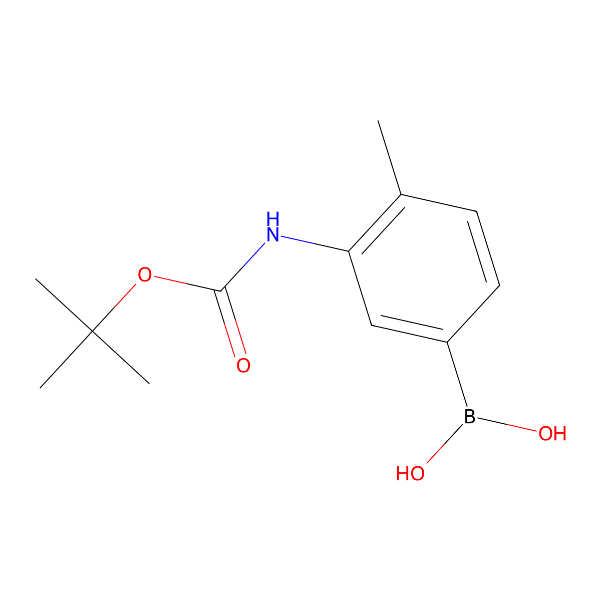 (3-Boc-amino-4-methylphenyl)boronic acid molecular structure, CAS 850568-81-9