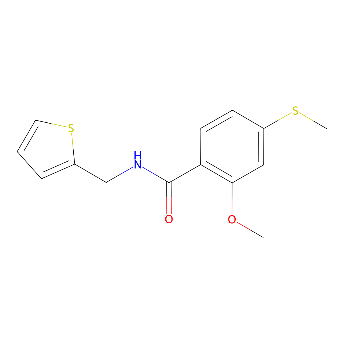 2-methoxy-4-(methylthio)-N-(2-thienylmethyl)benzamide molecular structure, CAS 850584-16-6