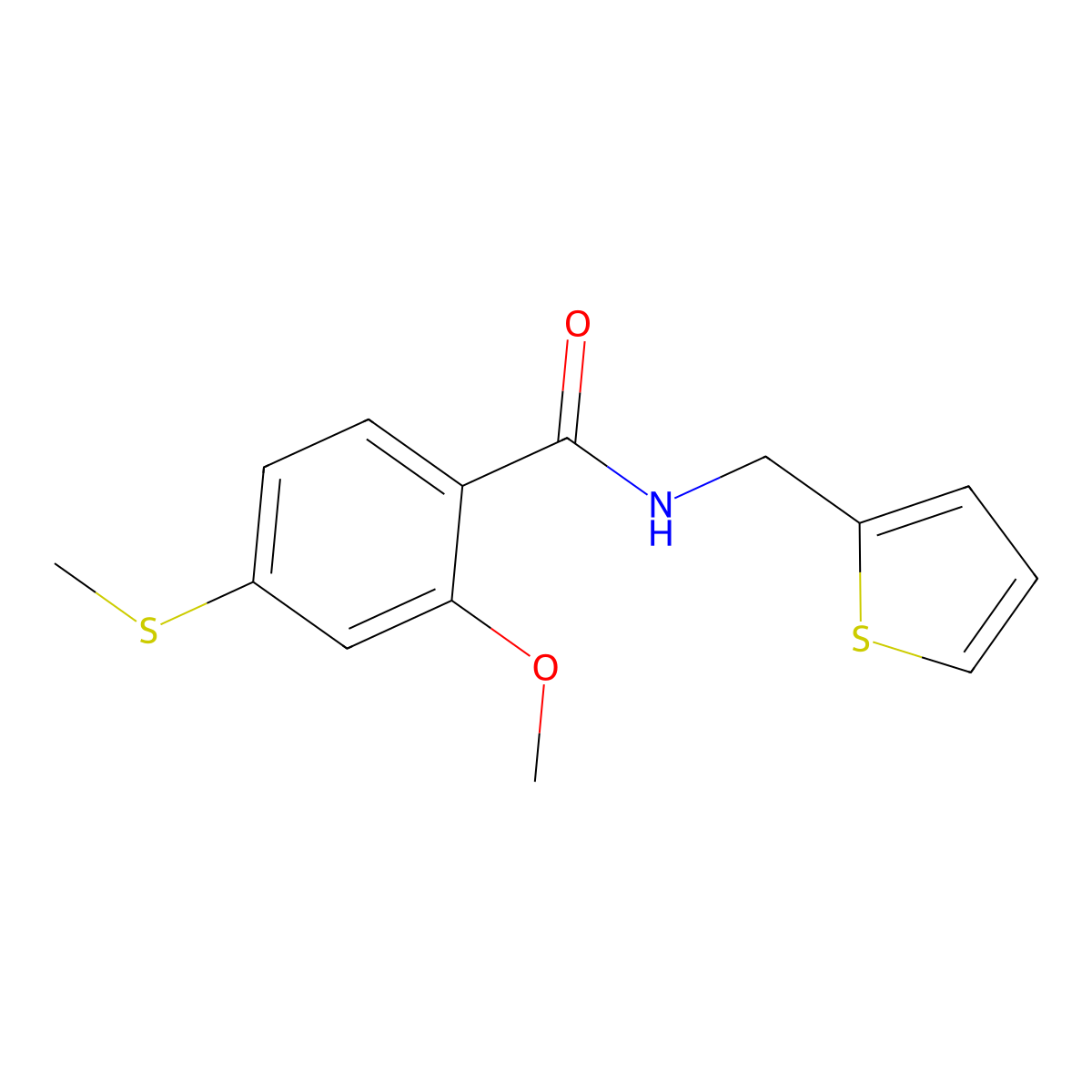 2-methoxy-4-(methylthio)-N-(2-thienylmethyl)benzamide molecular structure, CAS 850584-16-6