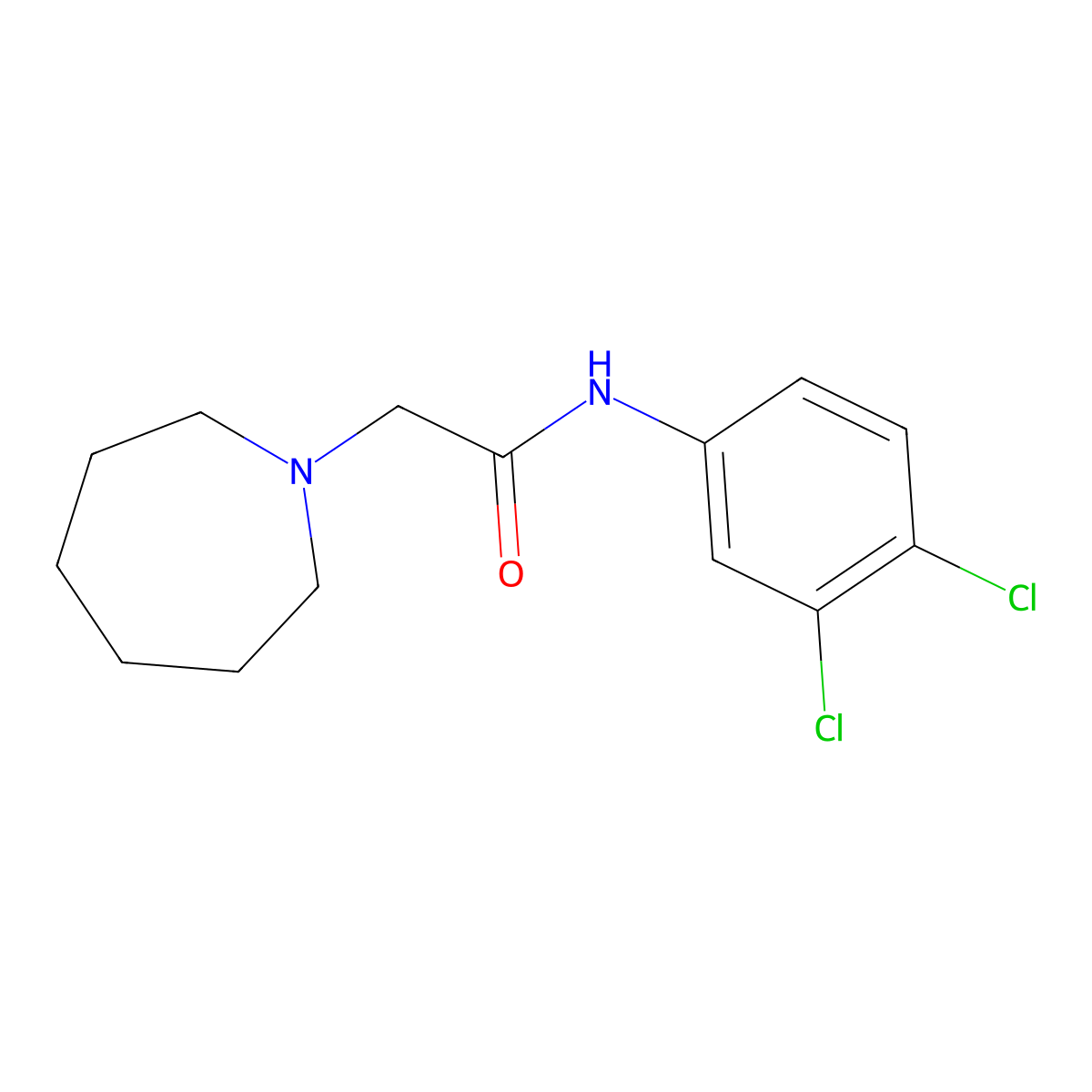 2-(azepan-1-yl)-N-(3,4-dichlorophenyl)acetamide molecular structure, CAS 850587-24-5