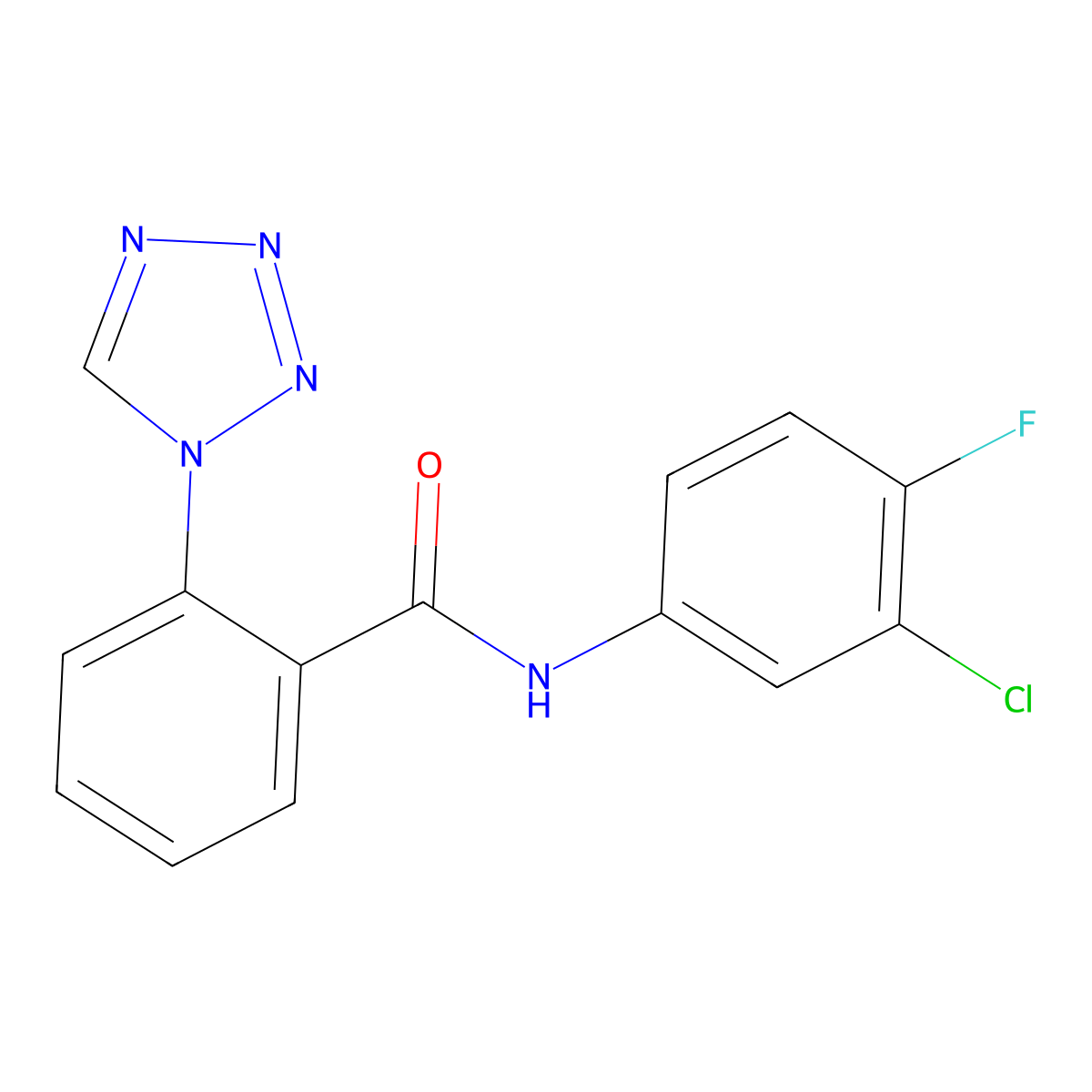 N-(3-chloro-4-fluorophenyl)-2-(1H-tetrazol-1-yl)benzamide molecular structure, CAS 850587-31-4