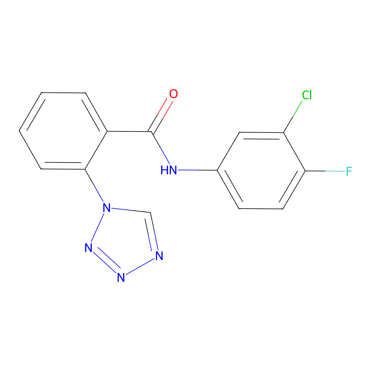 N-(3-chloro-4-fluorophenyl)-2-(1H-tetrazol-1-yl)benzamide molecular structure, CAS 850587-31-4