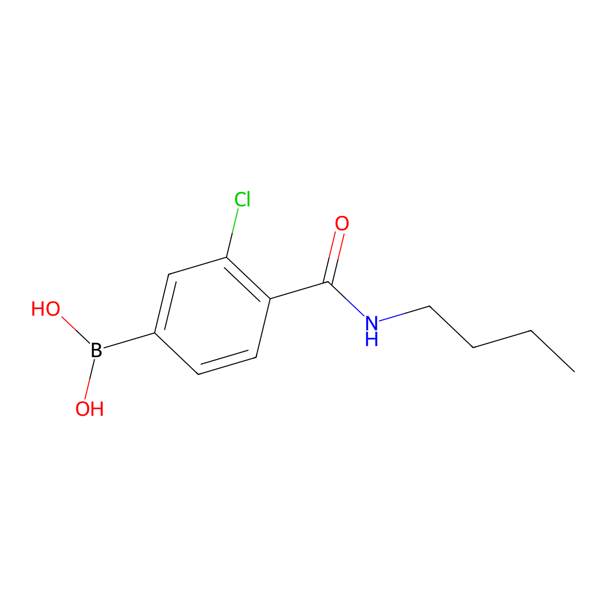 4-n-Butylcarbamoyl-3-chlorobenzeneboronic acid molecular structure, CAS 850589-43-4