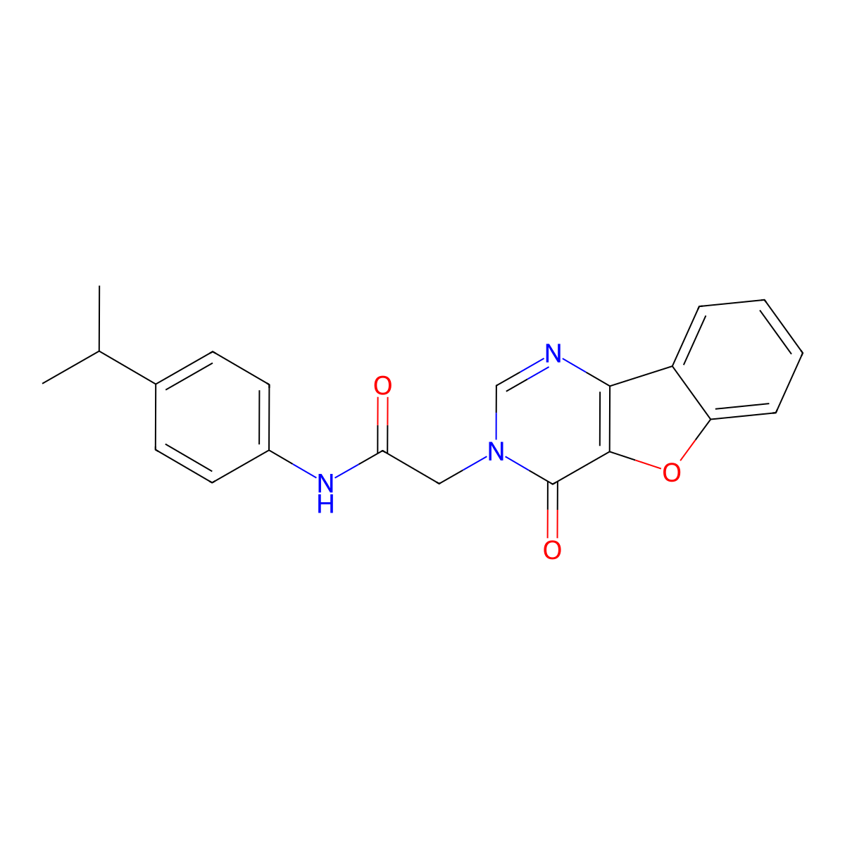 2-(4-oxo-[1]benzofuro[3,2-d]pyrimidin-3-yl)-N-(4-propan-2-ylphenyl)acetamide molecular structure, CAS 850590-33-9