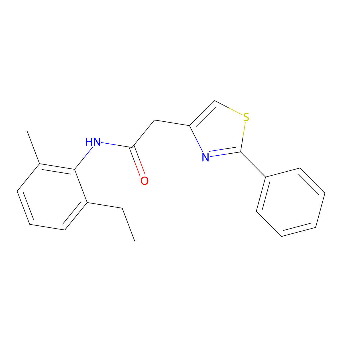 N-(2-ethyl-6-methylphenyl)-2-(2-phenyl-1,3-thiazol-4-yl)acetamide molecular structure, CAS 850592-74-4