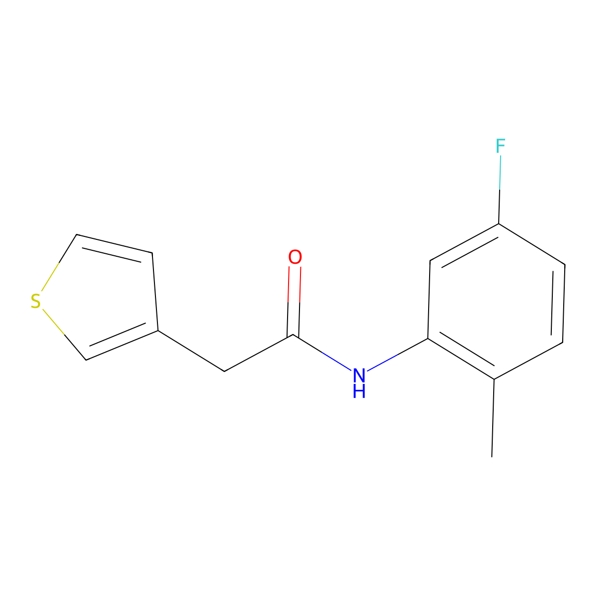 N-(5-fluoro-2-methylphenyl)-2-thiophen-3-ylacetamide molecular structure, CAS 850592-85-7