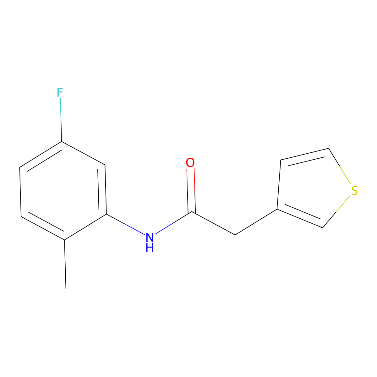 N-(5-fluoro-2-methylphenyl)-2-thiophen-3-ylacetamide molecular structure, CAS 850592-85-7
