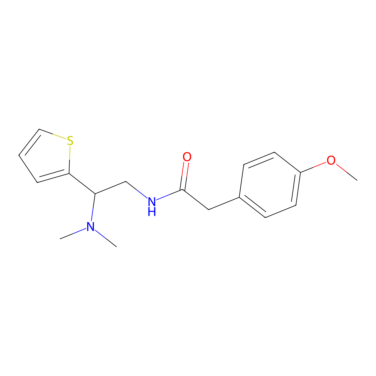 N-[2-(dimethylamino)-2-thiophen-2-ylethyl]-2-(4-methoxyphenyl)acetamide molecular structure, CAS 850593-09-8