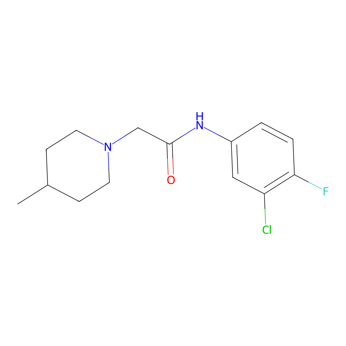 N-(3-chloro-4-fluorophenyl)-2-(4-methylpiperidin-1-yl)acetamide molecular structure, CAS 850593-62-3