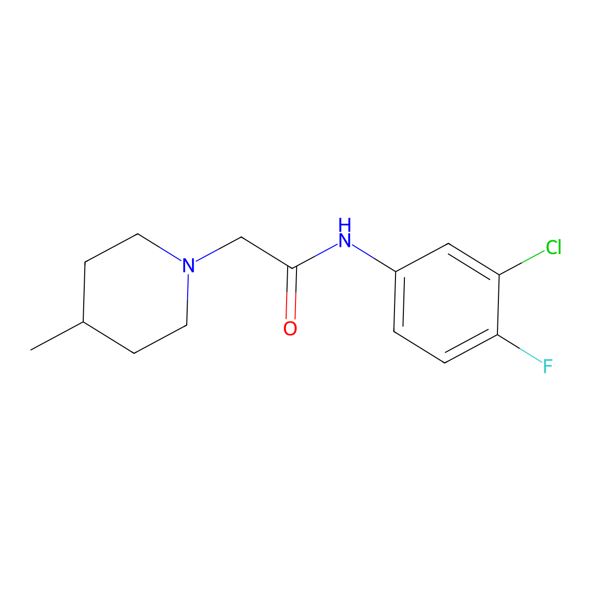 N-(3-chloro-4-fluorophenyl)-2-(4-methylpiperidin-1-yl)acetamide molecular structure, CAS 850593-62-3
