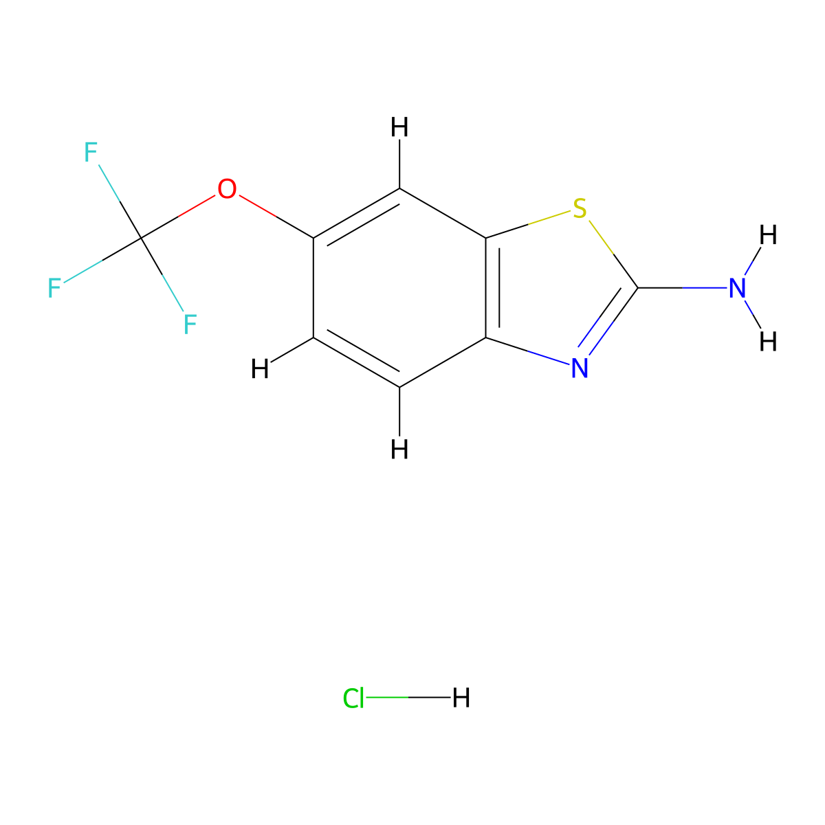 Riluzole hydrochloride molecular structure, CAS 850608-87-6