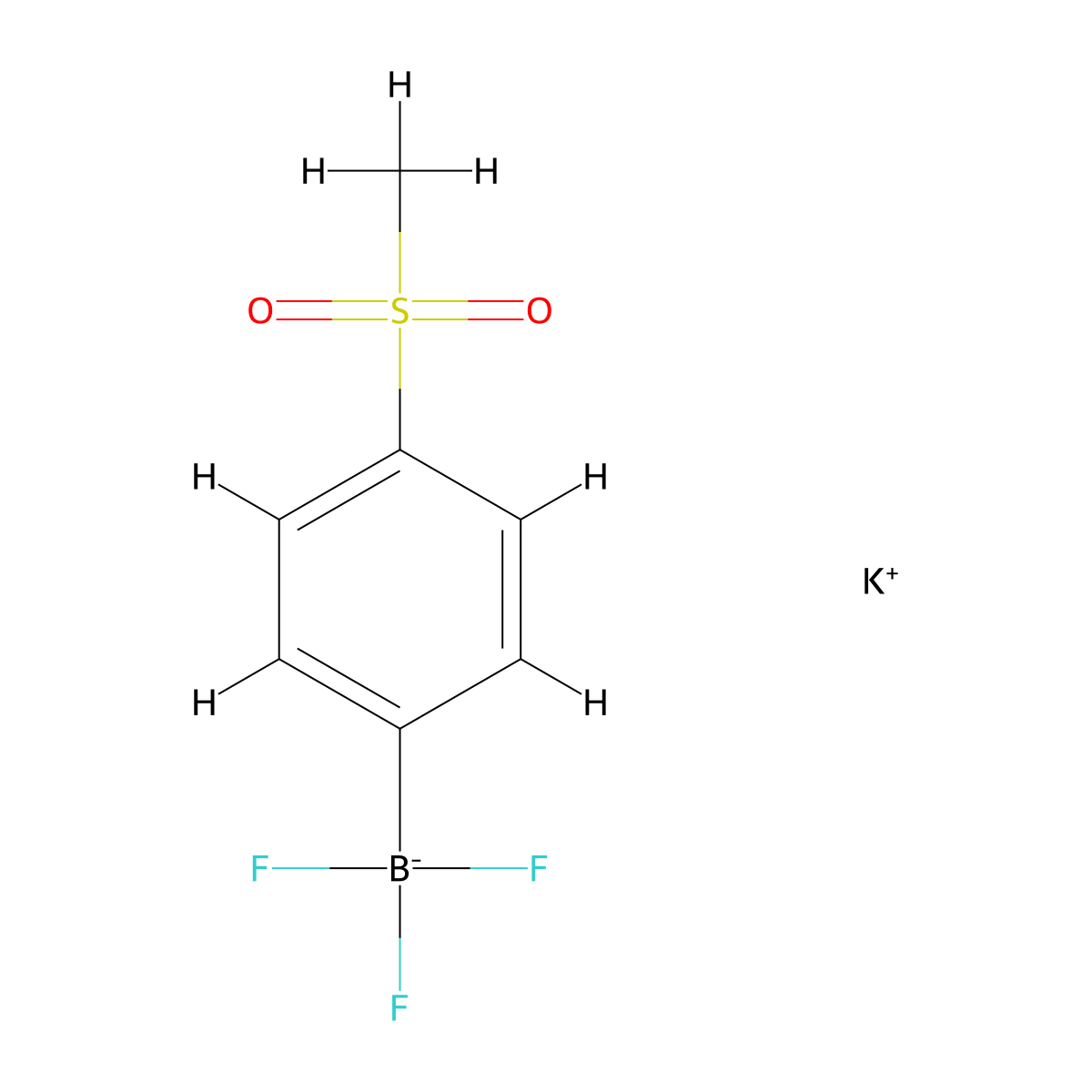 potassium trifluoro-(4-methylsulfonylphenyl)boranuide molecular structure, CAS 850623-40-4