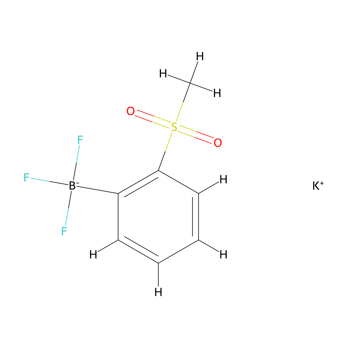 potassium trifluoro-(2-methylsulfonylphenyl)boranuide molecular structure, CAS 850623-65-3