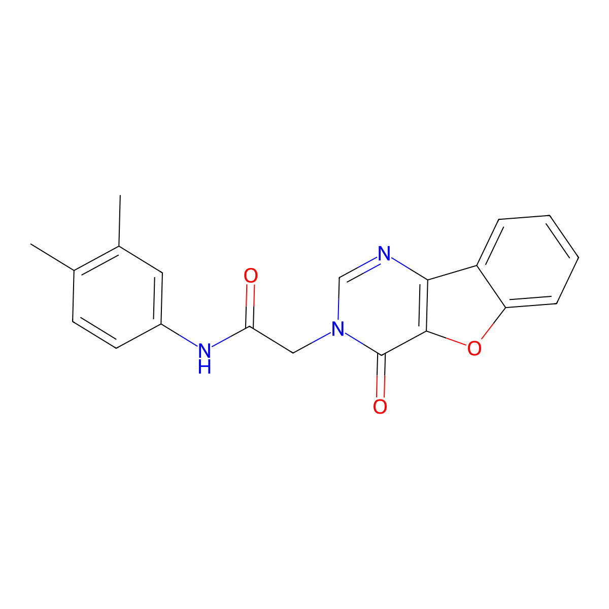 N-(3,4-dimethylphenyl)-2-(4-oxo-[1]benzofuro[3,2-d]pyrimidin-3-yl)acetamide molecular structure, CAS 850625-99-9