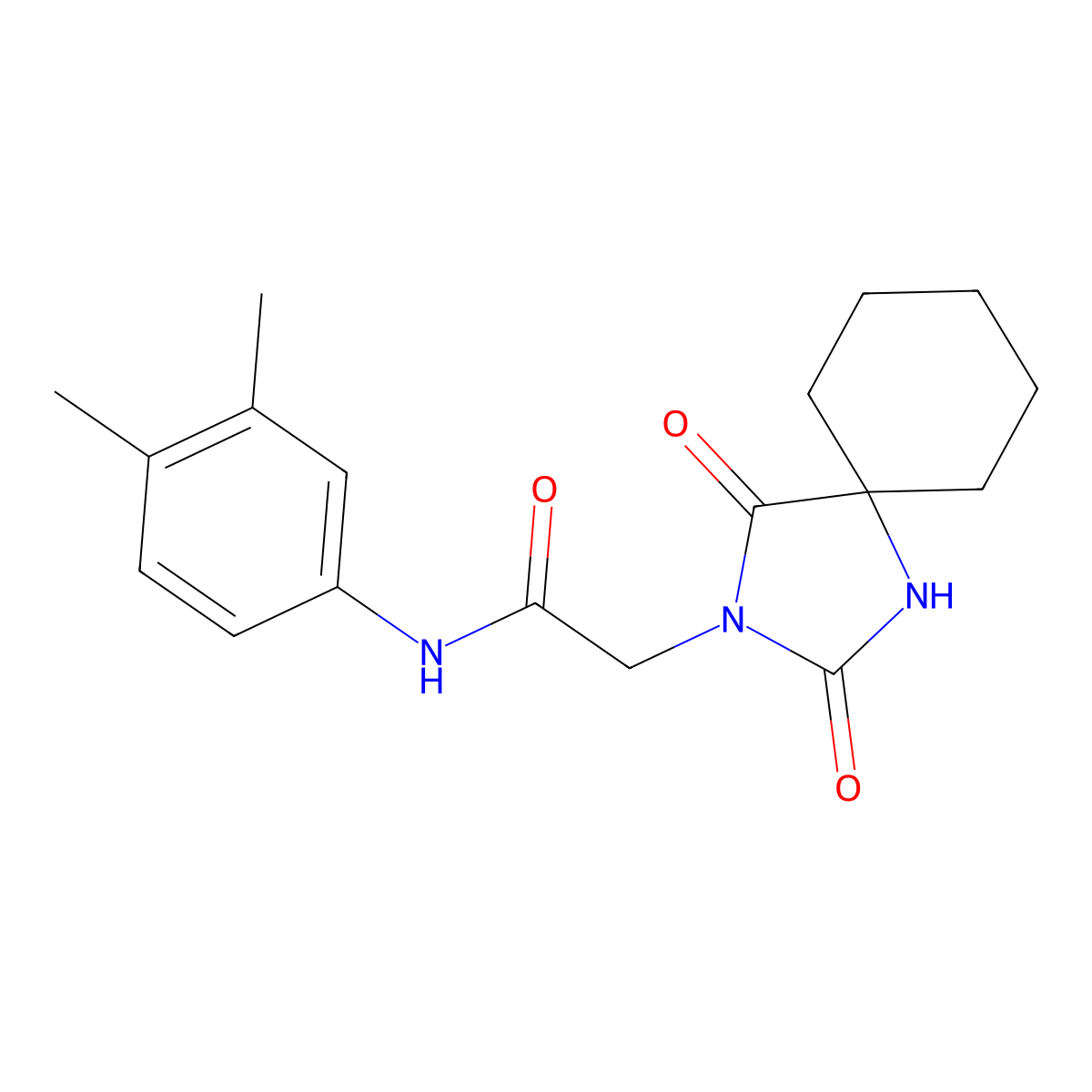 N-(3,4-dimethylphenyl)-2-(2,4-dioxo-1,3-diazaspiro[4.5]dec-3-yl)acetamide molecular structure, CAS 850626-49-2