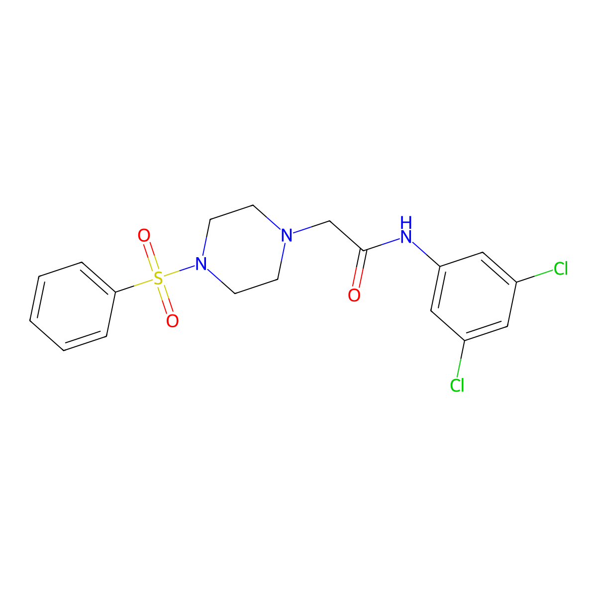 2-[4-(benzenesulfonyl)piperazin-1-yl]-N-(3,5-dichlorophenyl)acetamide molecular structure, CAS 850626-57-2
