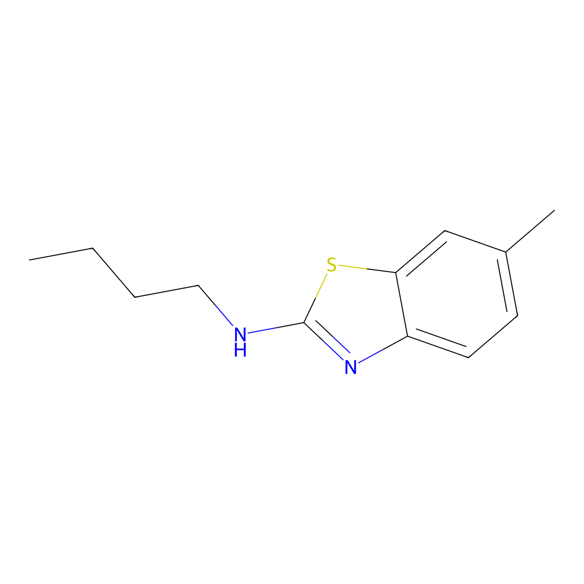 N-butyl-6-methyl-1,3-benzothiazol-2-amine molecular structure, CAS 85063-64-5