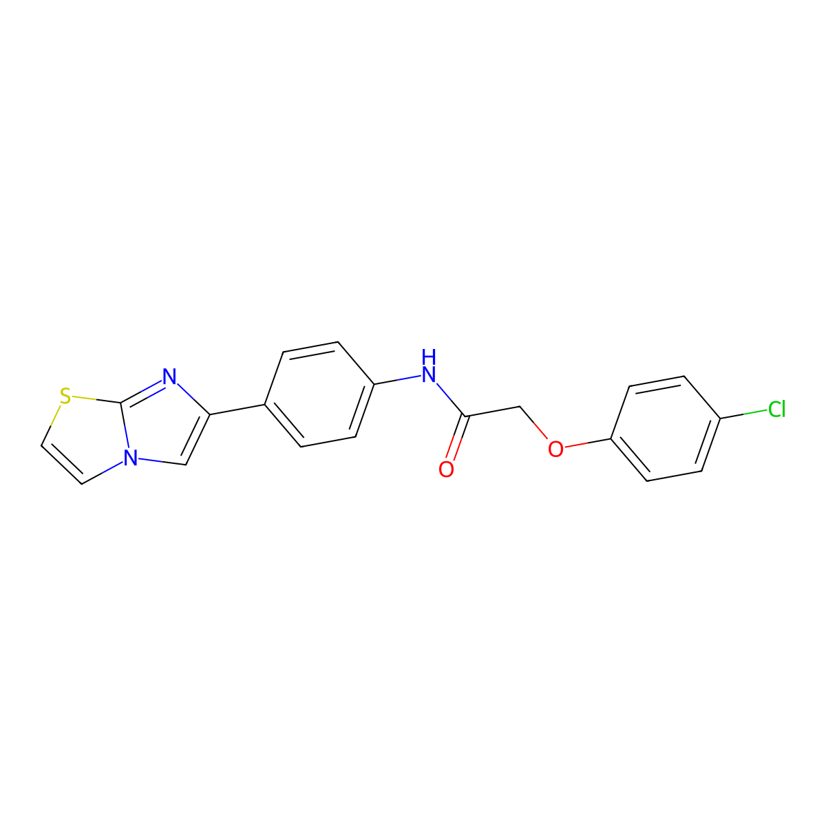 2-(4-chlorophenoxy)-N-(4-{imidazo[2,1-b][1,3]thiazol-6-yl}phenyl)acetamide molecular structure, CAS 850631-78-6