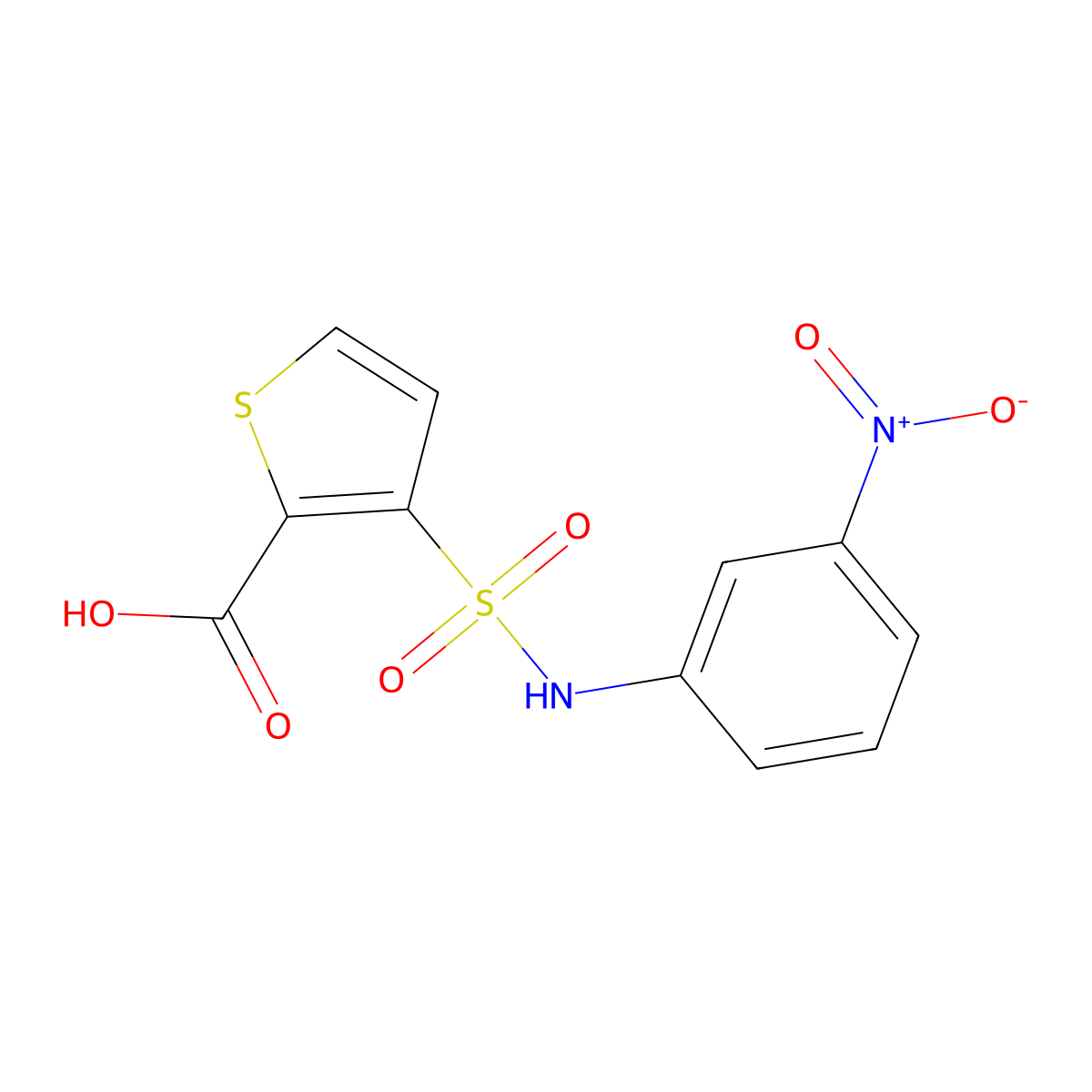 3-((3-Nitrophenyl)sulfamoyl)-2-thiophenecarboxylic acid molecular structure, CAS 850635-41-5