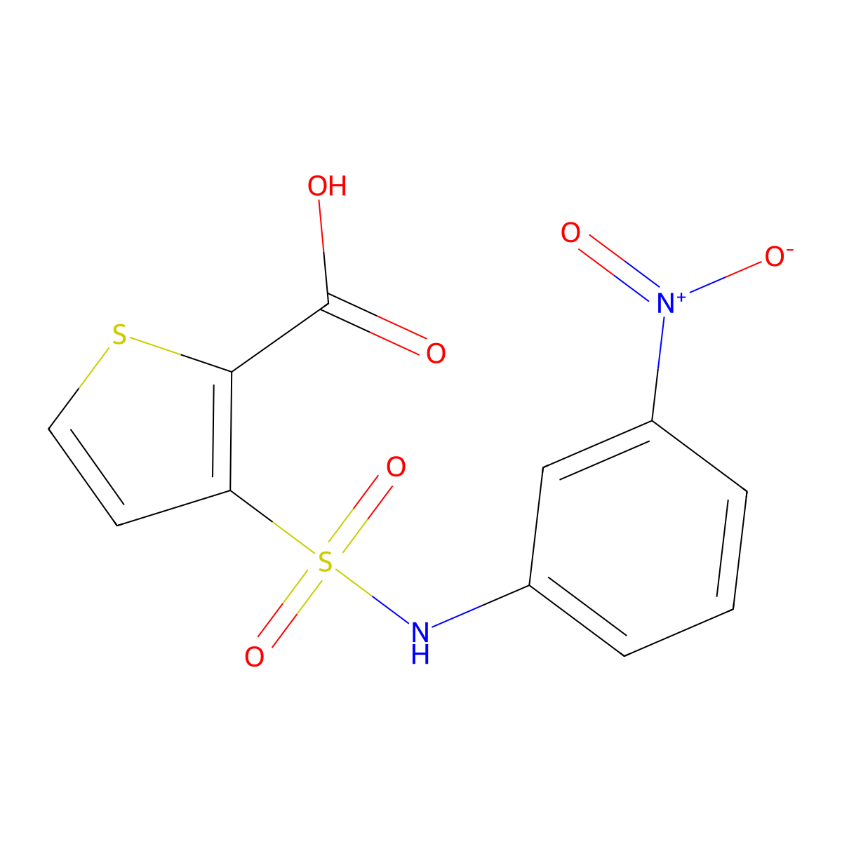 3-((3-Nitrophenyl)sulfamoyl)-2-thiophenecarboxylic acid molecular structure, CAS 850635-41-5
