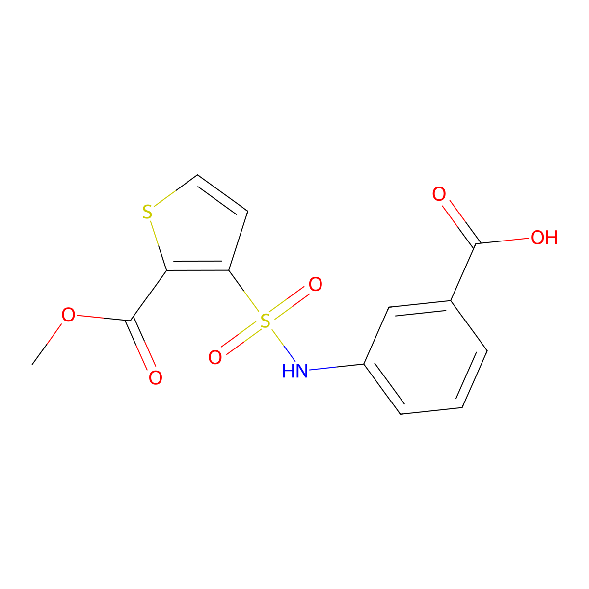 3-({[2-(Methoxycarbonyl)-3-thienyl]sulfonyl}amino)benzoic acid molecular structure, CAS 850635-49-3
