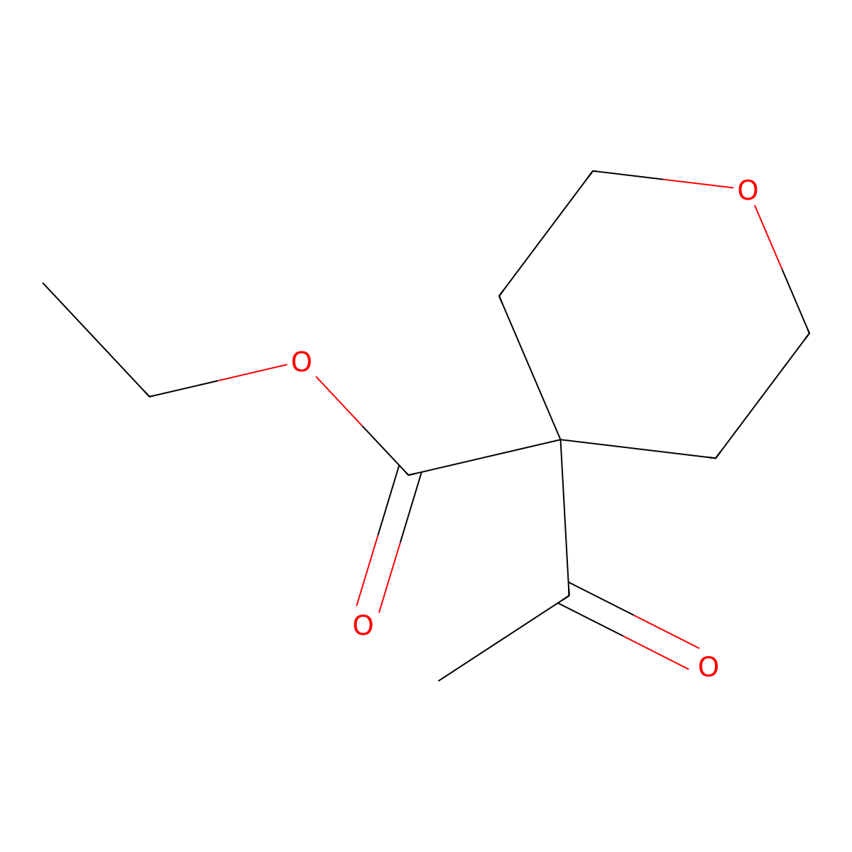 Ethyl 4-acetyloxane-4-carboxylate molecular structure, CAS 850637-12-6