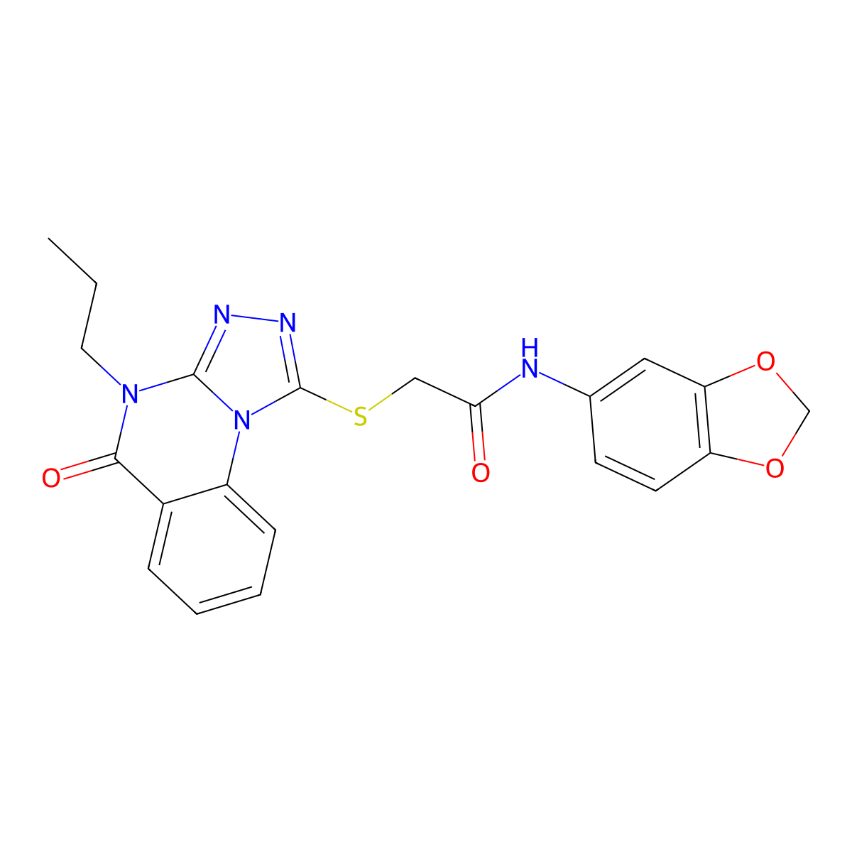 N-(2H-1,3-benzodioxol-5-yl)-2-({5-oxo-4-propyl-4H,5H-[1,2,4]triazolo[4,3-a]quinazolin-1-yl}sulfanyl)acetamide molecular structure, CAS 850652-31-2