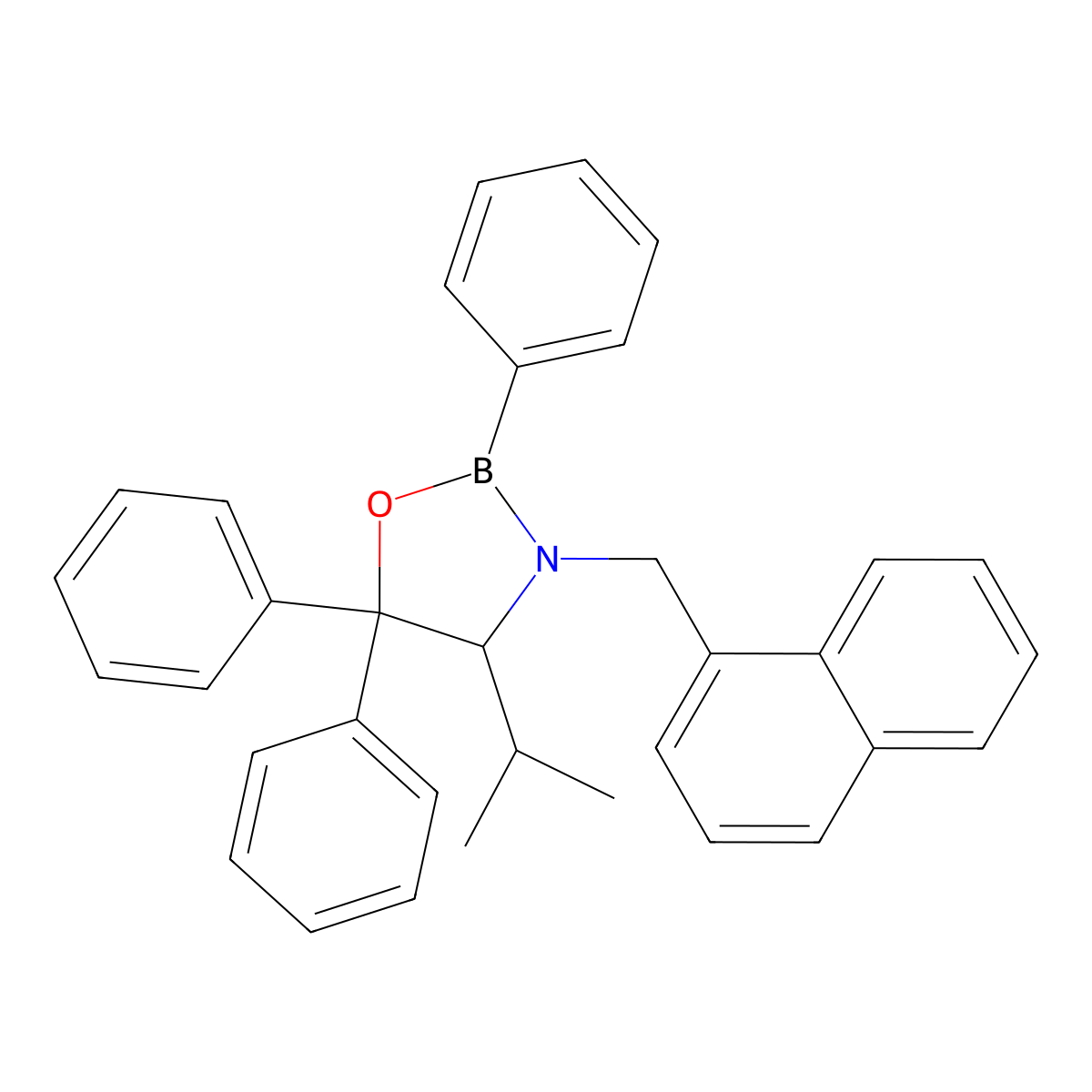 (S)-4-Isopropyl-3-(1-naphthylmethyl)-2,5,5-triphenyl-1,3,2-oxazaborolidine molecular structure, CAS 850661-66-4