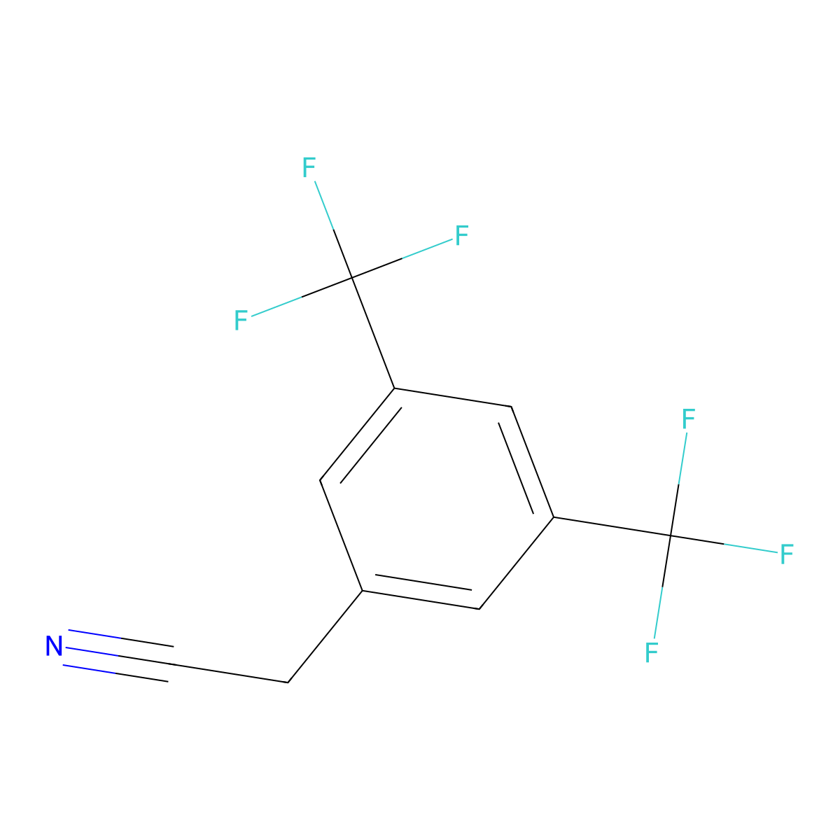 (3,5-Bis(trifluoromethyl)phenyl)acetonitrile molecular structure, CAS 85068-32-2