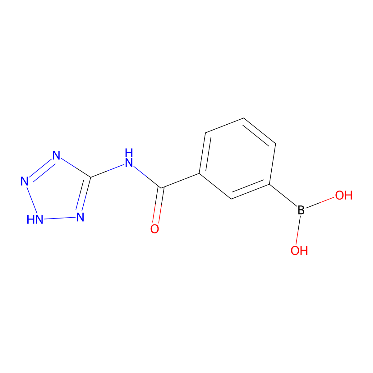 (3-((2H-Tetrazol-5-yl)carbamoyl)phenyl)boronic acid molecular structure, CAS 850689-25-7