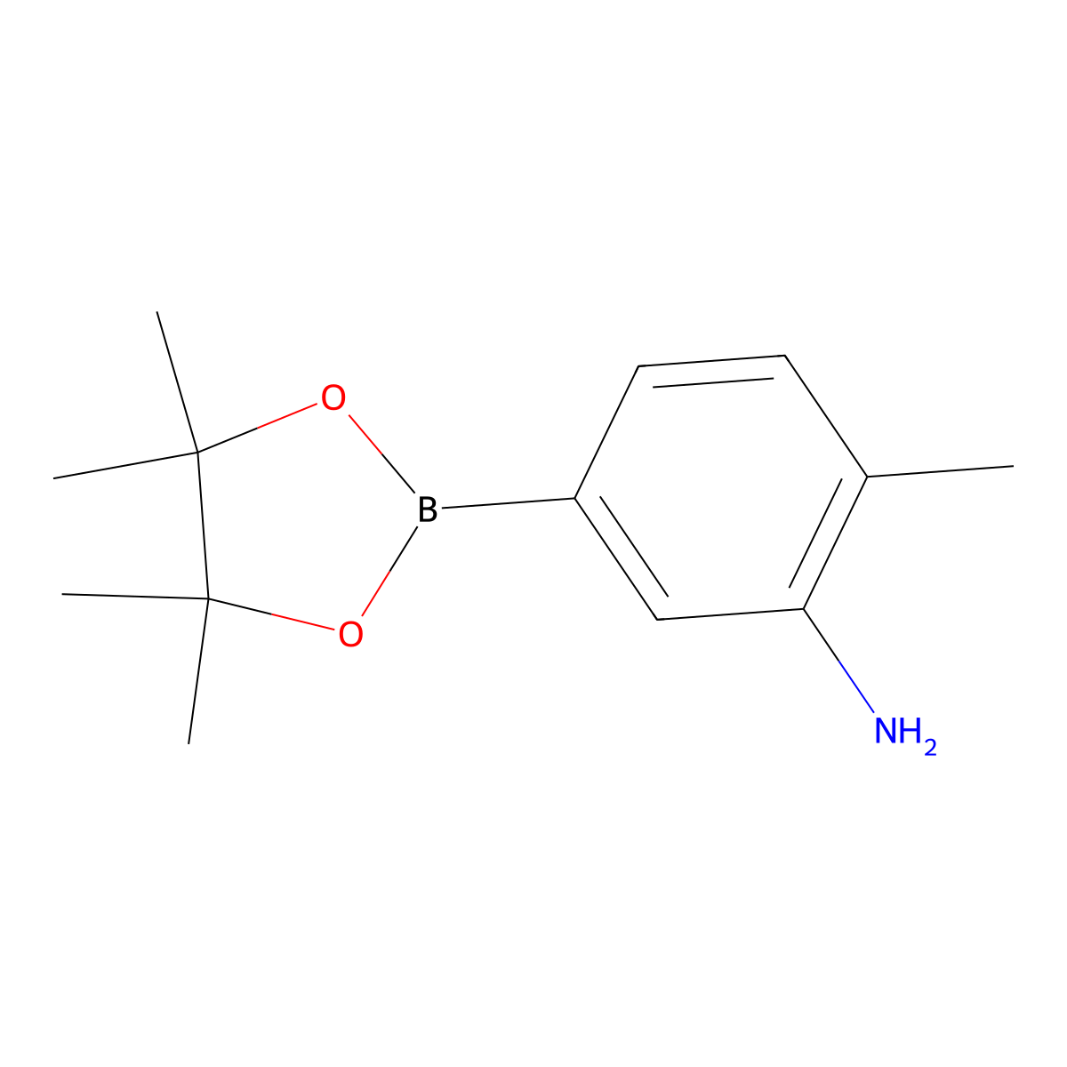 2-Methyl-5-(4,4,5,5-tetramethyl-1,3,2-dioxaborolan-2-yl)benzenamine molecular structure, CAS 850689-28-0