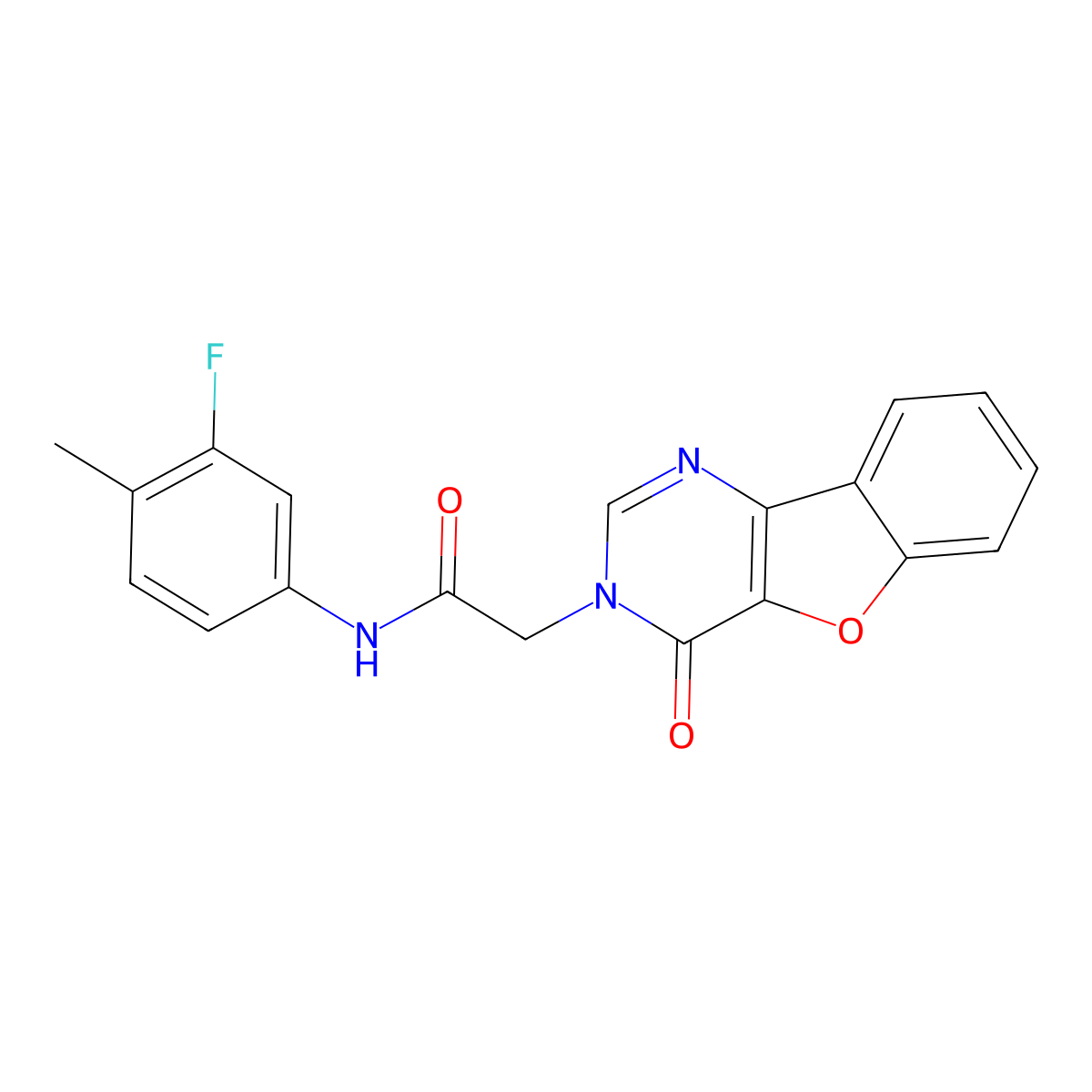 N-(3-fluoro-4-methylphenyl)-2-(4-oxo-[1]benzofuro[3,2-d]pyrimidin-3-yl)acetamide molecular structure, CAS 850703-42-3