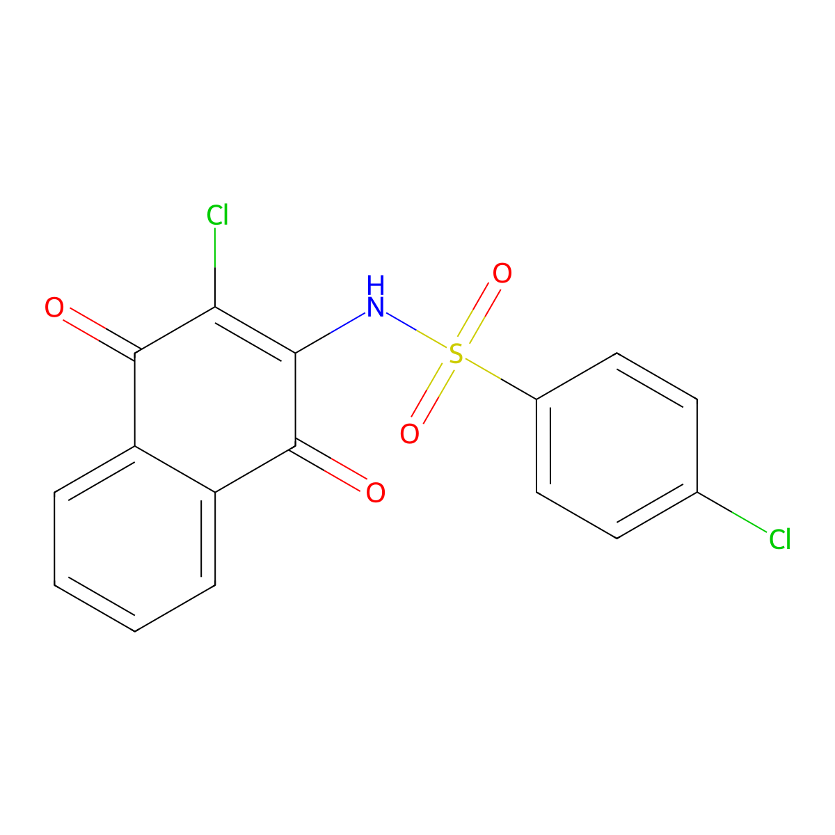 4-chloro-N-(3-chloro-1,4-dioxonaphthalen-2-yl)benzenesulfonamide molecular structure, CAS 850719-04-9